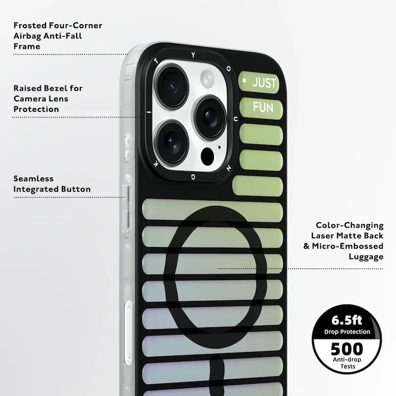 قاب پافری یانگ کیت مدل Geek Color-Changing Luggage-Inspired مگ سیف ساپورت مشکی