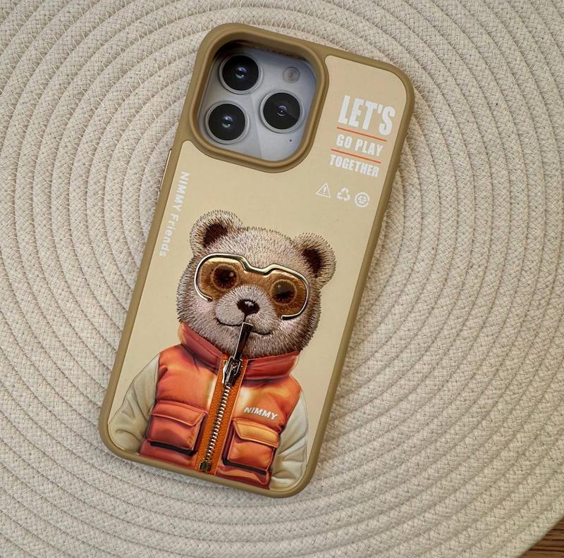 قاب طرح دار برند Nimmy/کیس موبایل نیمی کول اند کیوت فرند/Nimmy Case Friends Cool and Cute Collection خرس زرد با زیپ