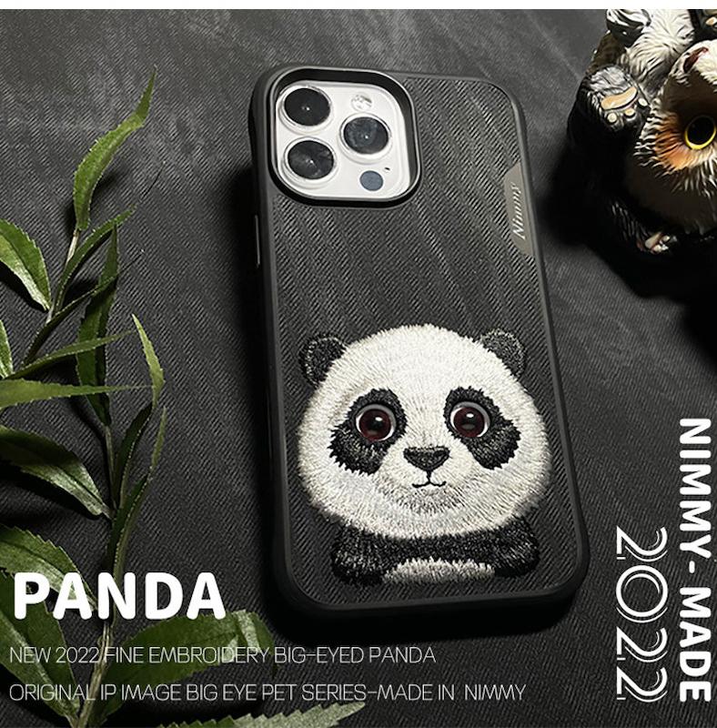 قاب طرح دار برند Nimmy/کیس موبایل نیمی چشم بزرگ جذاب پت نیمی/پاندا مشکی Nimmy Big Eyes Cute Pets Embroidery Case Cover Collection