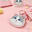 جاکیلیدی Nimmy/جاسوییچی Friends Big Eyes Cute Pets Embroidery Apple AirTag Case Holder Keychain Locator گربه صورتی چشم درشت