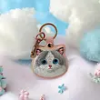 جاکیلیدی Nimmy/جاسوییچی Friends Big Eyes Cute Pets Embroidery Apple AirTag Case Holder Keychain Locator گربه صورتی چشم درشت