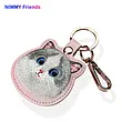 جاکیلیدی Nimmy/جاسوییچی Friends Big Eyes Cute Pets Embroidery Apple AirTag Case Holder Keychain Locator گربه صورتی چشم درشت