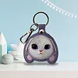 جاکیلیدی Nimmy/جاسوییچی Friends Big Eyes Cute Pets Embroidery Apple AirTag Case Holder Keychain Locator خرگوش بنفش