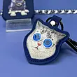 جاکیلیدی Nimmy/جاسوییچی/کیس ایرتگ AirTag Case Nimmy مدل Friends Glasses Cute Pets Embroidery Apple AirTag Case Holder Keychain گربه آبی با عینک