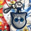 جاکیلیدی Nimmy/جاسوییچی/کیس ایرتگ AirTag Case Nimmy مدل Friends Glasses Cute Pets Embroidery Apple AirTag Case Holder Keychain گربه آبی با عینک