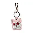 جاکیلیدی Nimmy/جاسوییچی/کیس ایرتگ AirTag Case Nimmy مدل Friends Glasses Cute Pets Embroidery Apple AirTag Case Holder Keychain گربه صورتی با عینک