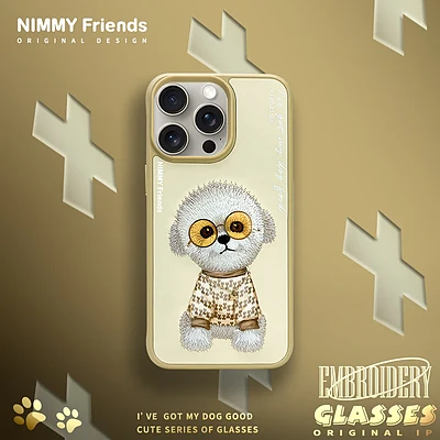 قاب طرح دار Nimmy نیمی/کیس نیمی مدل Nimmy Glasses Cool Embroidery Case Cover سگ زرد