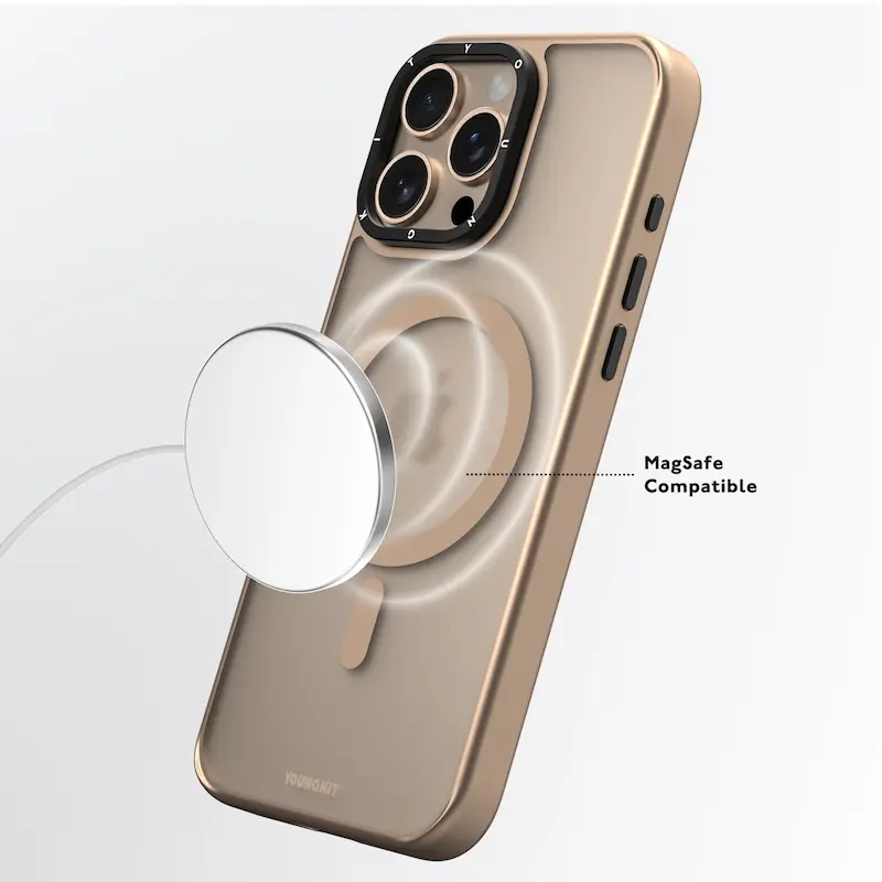 قاب یانگ کیت مگ سیف ساپورت مدل Gemstone Glass Back + Soft Frame رنگ دیزرت تیتانیوم/قاب یانگکیت مگ سیف ساپورت