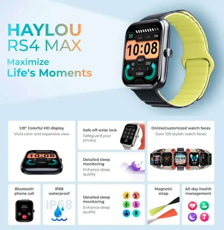 ساعت هوشمند هایلو مدل RS4 Max همراه با ۱۸ ماه گارانتی تعویض شرکتی