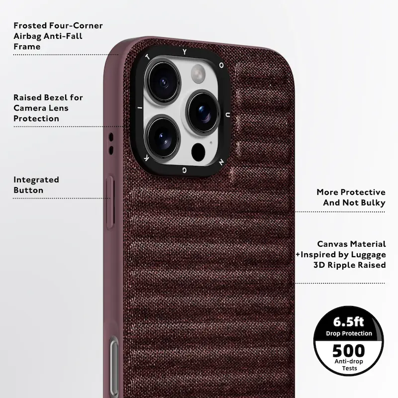 قاب یانگ کیت مدل Splashproof Canvas Luggage Phone Case رنگ زرشکی