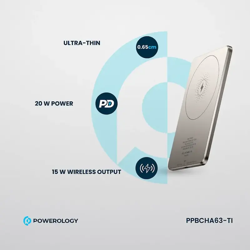پاور بانک مگ سیف اورجینال پاورولوژی مدل Powerology Ultra-Thin 5000MAH Power Bank