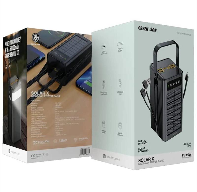پاور بانک گرین لاین سی هزار میلی آمپر Green Lion Solar X 30000mAh Power Bank PD 20W