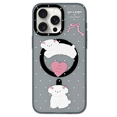 قاب Youngkit کیس یانگ کیت Magsafe مگ سیف ساپورت مدل cat&point Polka Dot White Puppy