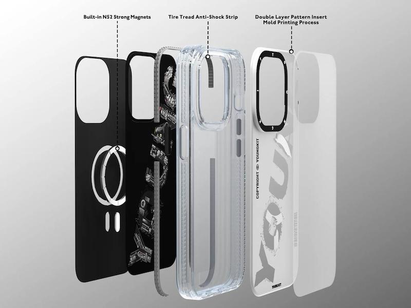 قاب Youngkit یانگ کیت مگ سیف ساپورت Magsafe young kit مدل Aesthetics of Mechanical Punk Magsafe مکانیک رنگ مشکی