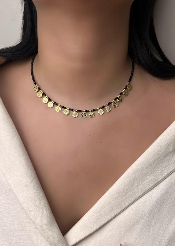 گردنبند سکه ای مشکی