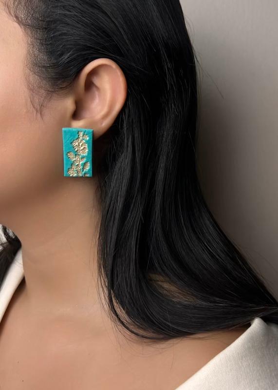 گوشواره دست ساز فیروزه ای