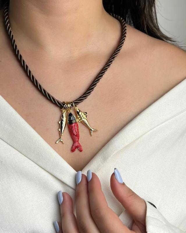 گردنبند طرح زارا ماهی 