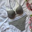 ست شورت و سوتین اسفنجی کبریتی جلو باز شو سایز 85 طوسی کد 17052