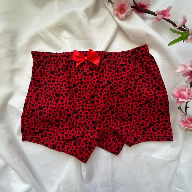 شورت پادار زنانه نخی رنگ قرمز سایز Xl کد 73902