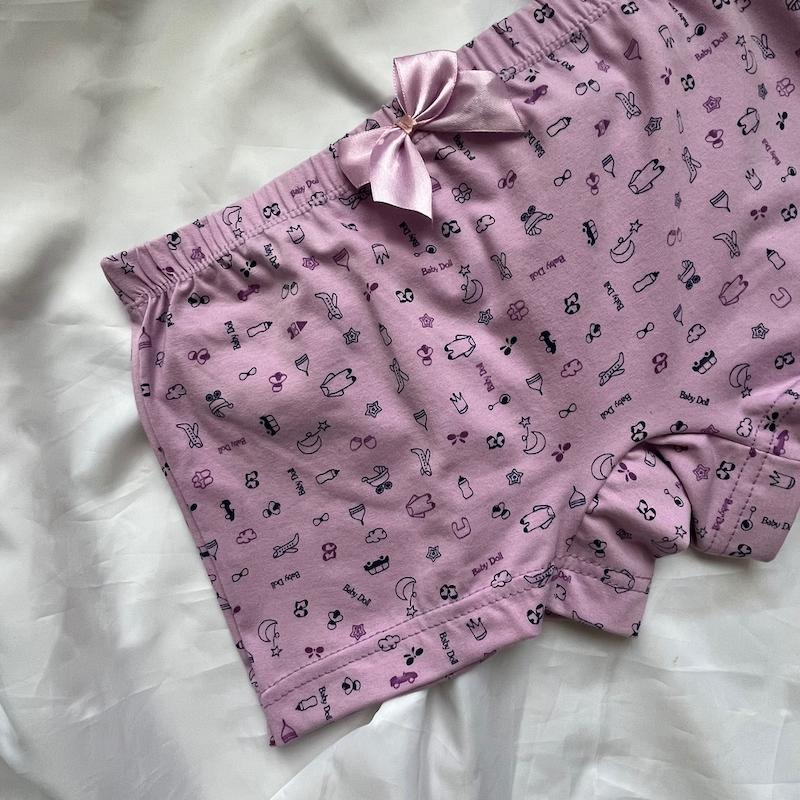 شورت پادار زنانه نخی رنگ یاسی سایز Xl کد 41012