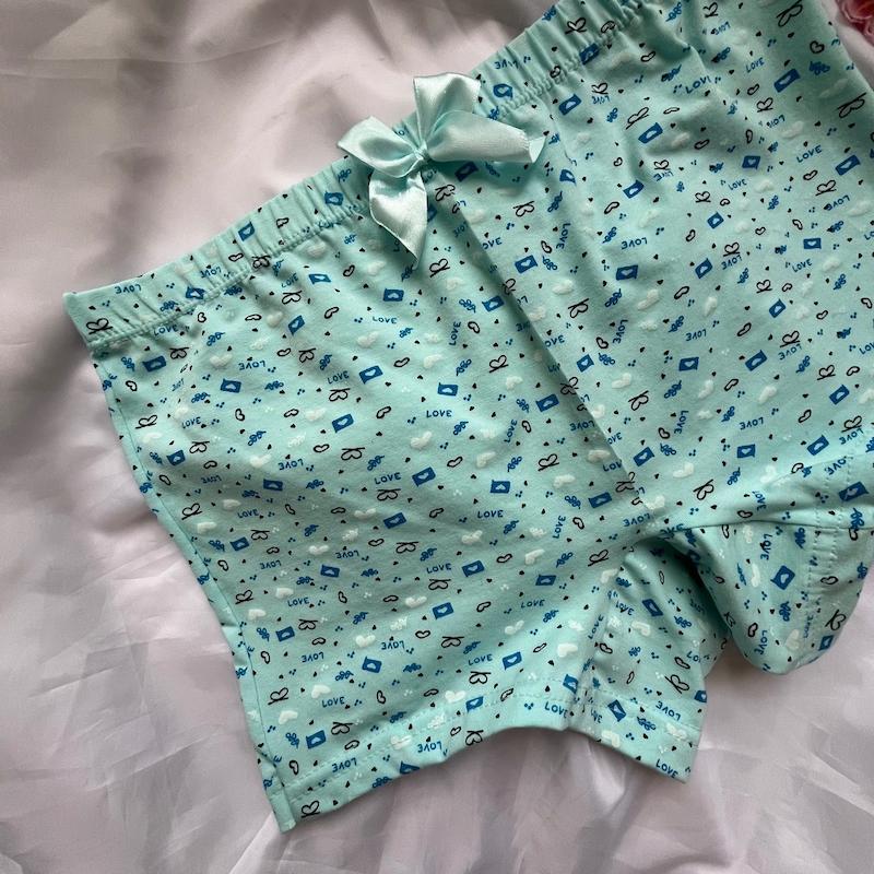 شورت پادار زنانه نخی رنگ آبی سایز Xl کد 48836