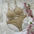 ست شورت و سوتین نخی فری سایز 70 تا 80  رنگ نخودی کد 89294