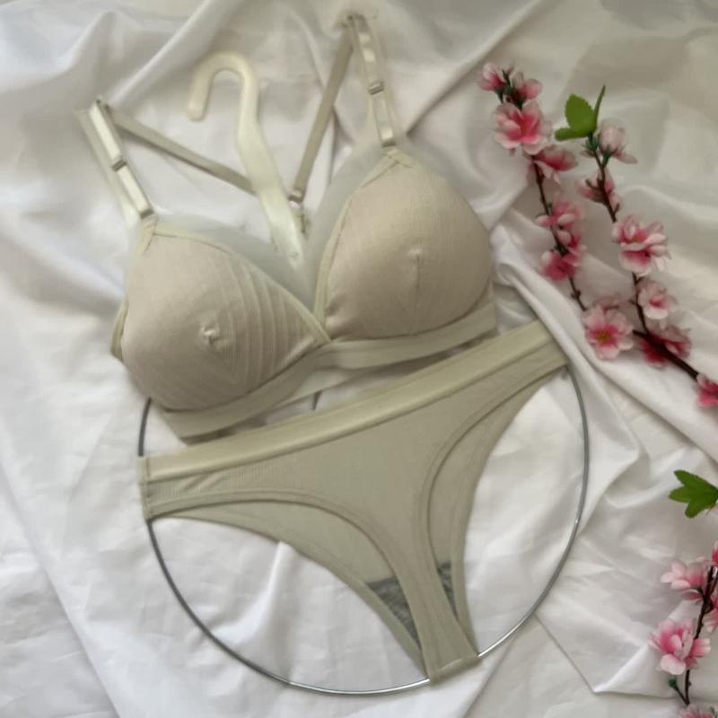 ست شورت و سوتین نخی فری سایز 70 تا 80  رنگ طوسی کد 45345