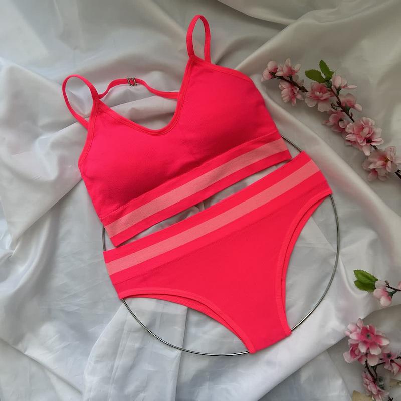 ست شورت و نیم تنه نخی فری سایز 70 تا 80 رنگ سرخابی 33306