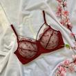 ست شورت و سوتین توری فانتزی هارنس دار سایز 85 زرشکی کد 62222