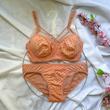 ست شورت و سوتین توری فانتزی هارنس دار سایز 90 رنگ گلبهی کد 49413