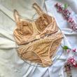 ست شورت و سوتین توری فانتزی هارنس دار سایز 75 رنگ صورتی کد 85085
