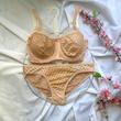 ست شورت و سوتین توری فانتزی هارنس دار سایز 90 رنگ صورتی کد 54488