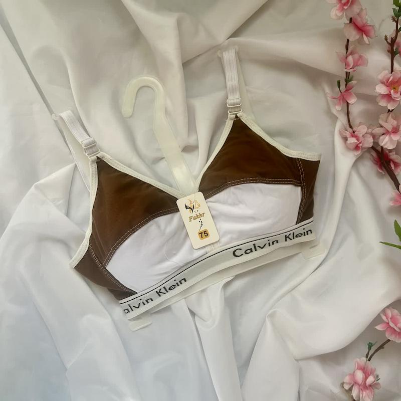 سوتین زنانه نخی کلوین کلاین رنگ قهوه ای سایز 75 کد 42198