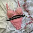 ست شورت و سوتین توری فانتزی هارنس دار سلندی رنگ صورتی سایز 80 کد 41298
