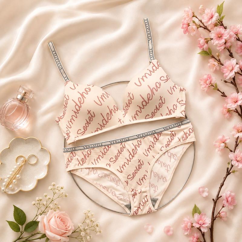 ست سوتین و شورت سایز 80 / 85 / 90 اسفنجی لیزری رنگ صورتی کد 10310