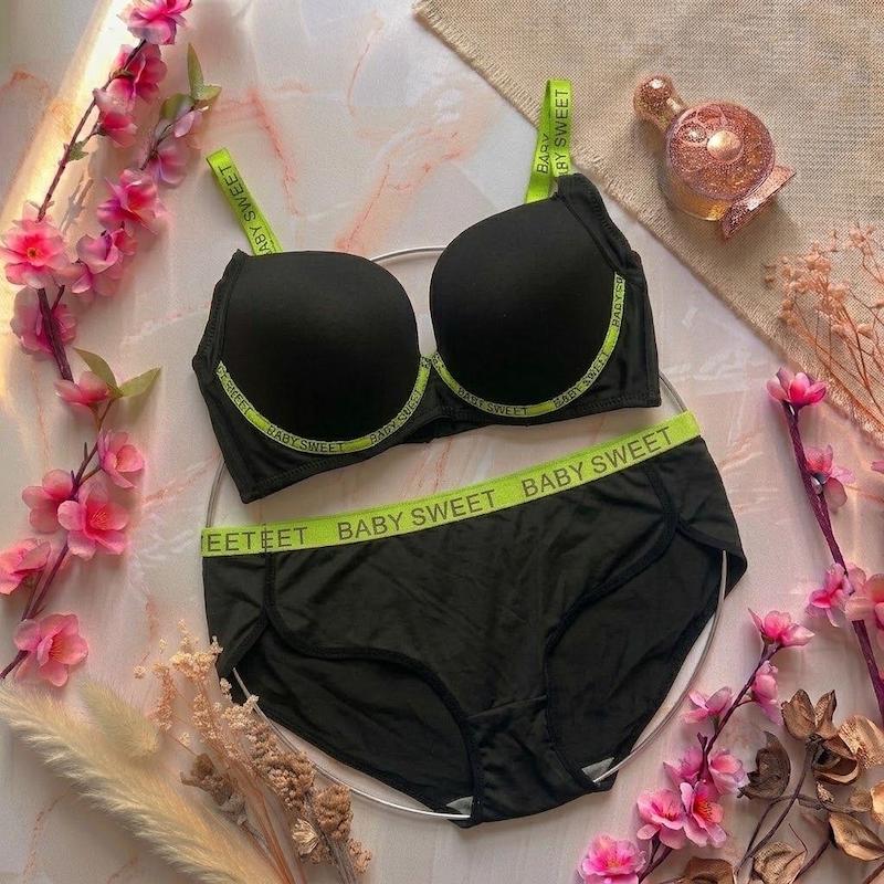 ست شورت و سوتین اسفنجی سایز  85 رنگ مشکی کد 23808