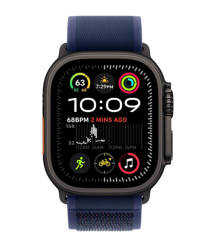 اپل واچ الترا ۲ رنگ مشکی با بند تریل لوپ رنگ آبی - سایز ۴۹