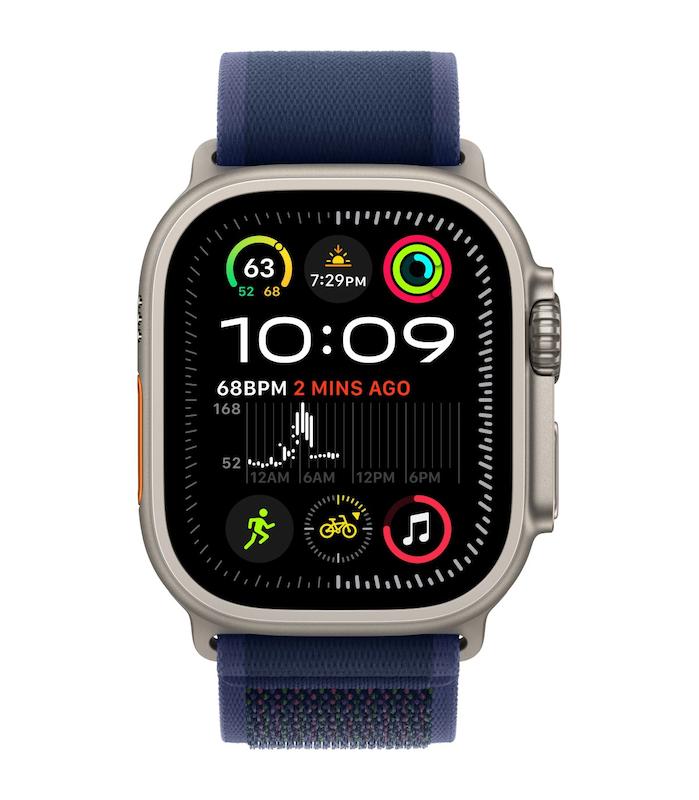 اپل واچ الترا ۲ رنگ تیتانیوم با بند تریل لوپ رنگ آبی - سایز ۴۹ 