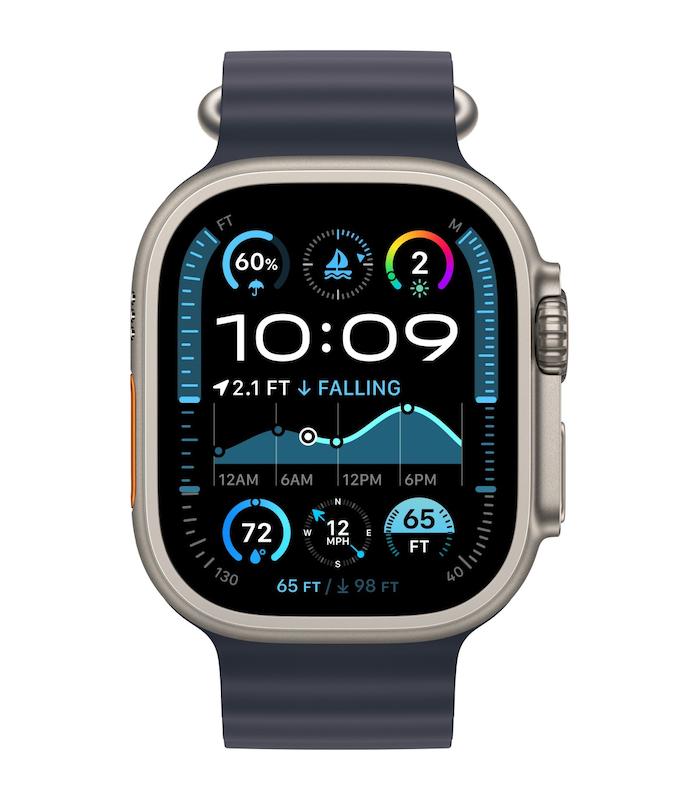 اپل واچ الترا ۲ رنگ تیتانیوم با بند اوشن رنگ سرمه‌ای - سایز ۴۹