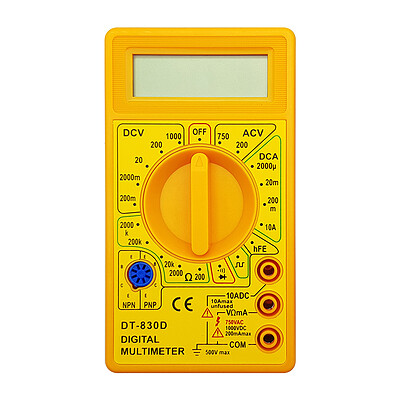 مولتی متر دیجیتال مدل DT830D زرد