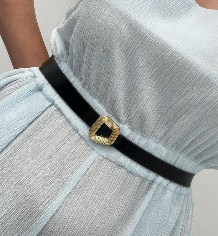 کمربند چرم مشکی ۲ سانت