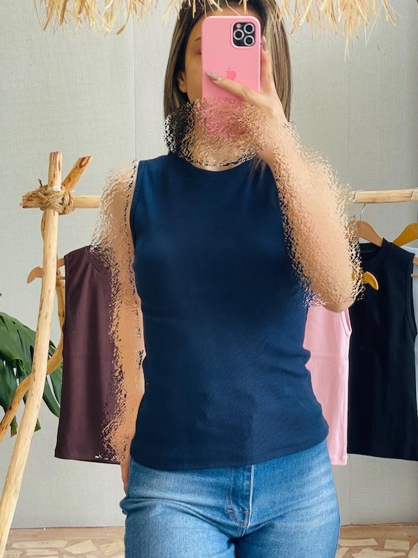 تاپ یقه گرد آستین حلقه ای