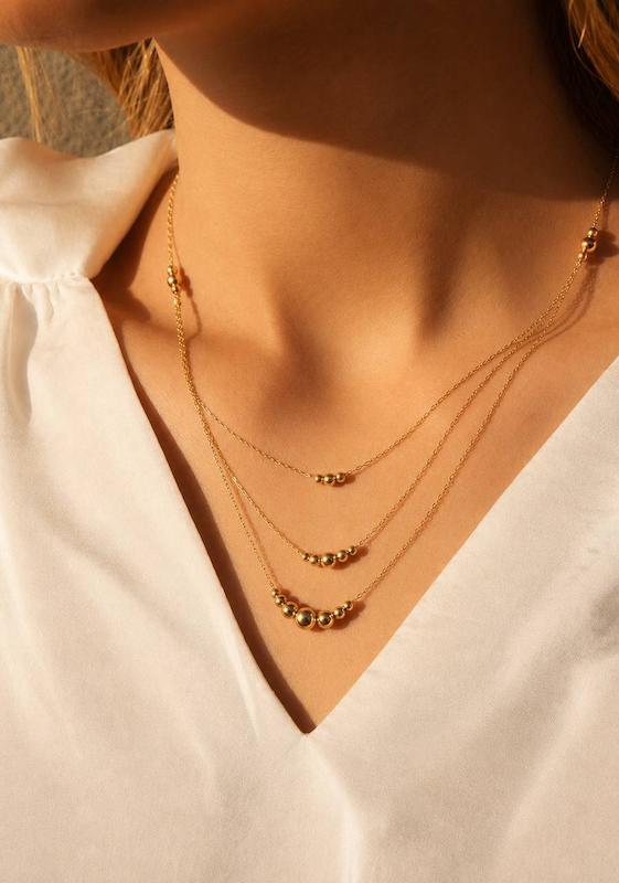 گردنبند طلا چندلایه گوی