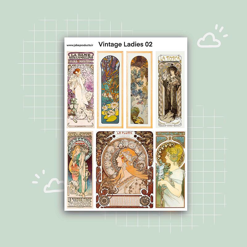 پک برچسب vintage ladies 2