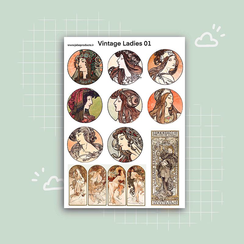 پک برچسب vintage ladies 1