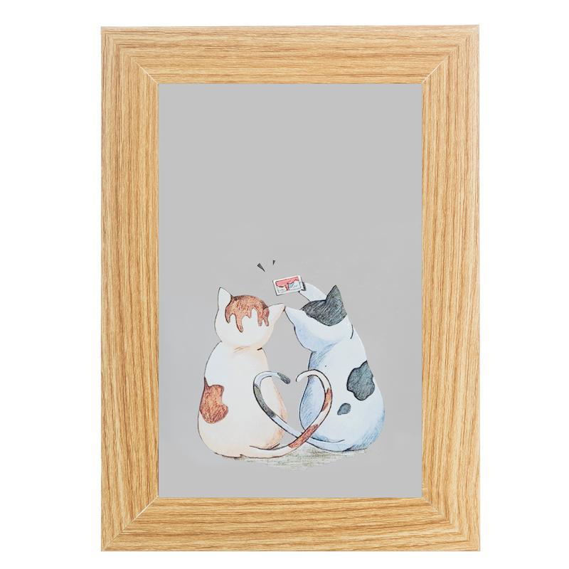 آینه مستطیل طرح گربه های عاشق