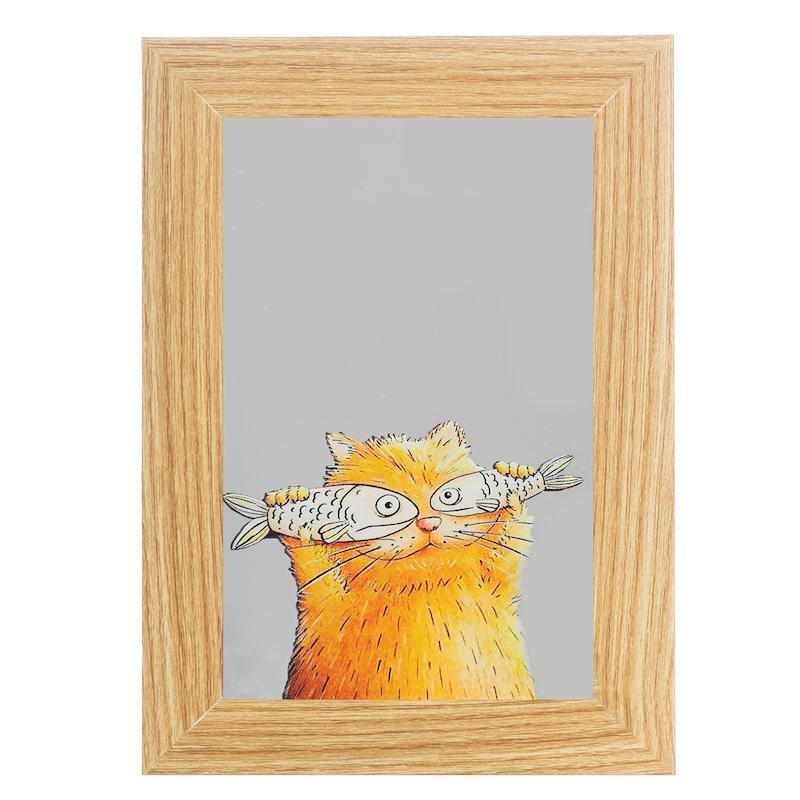 آینه مستطیل طرح گربه نارنجی