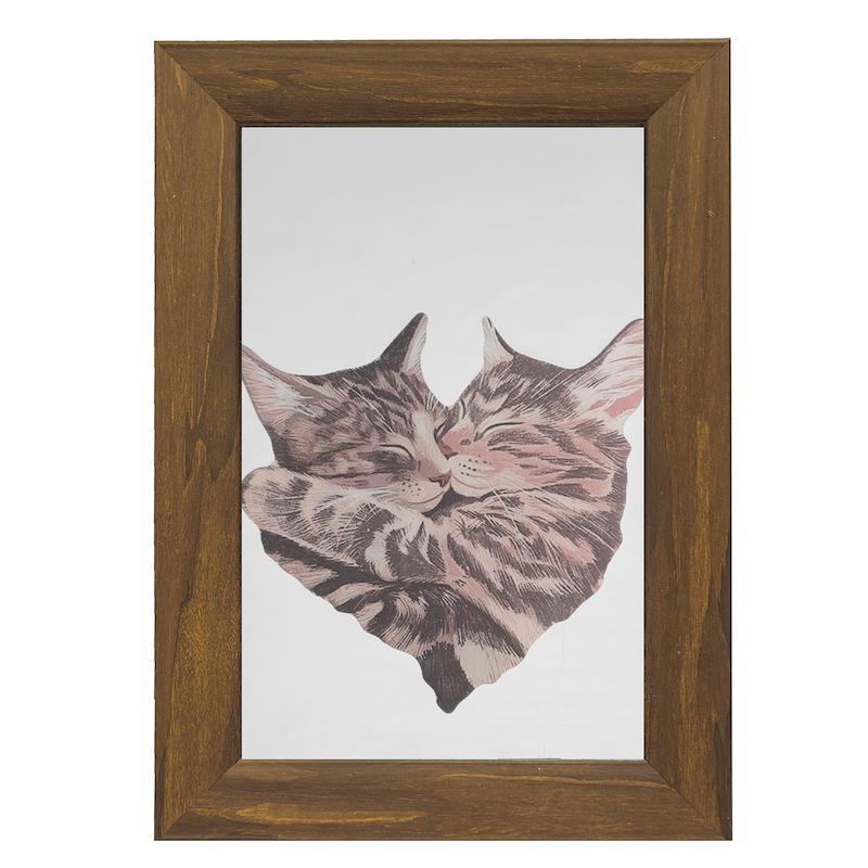 آینه مستطیل طرح گربه های قلبی