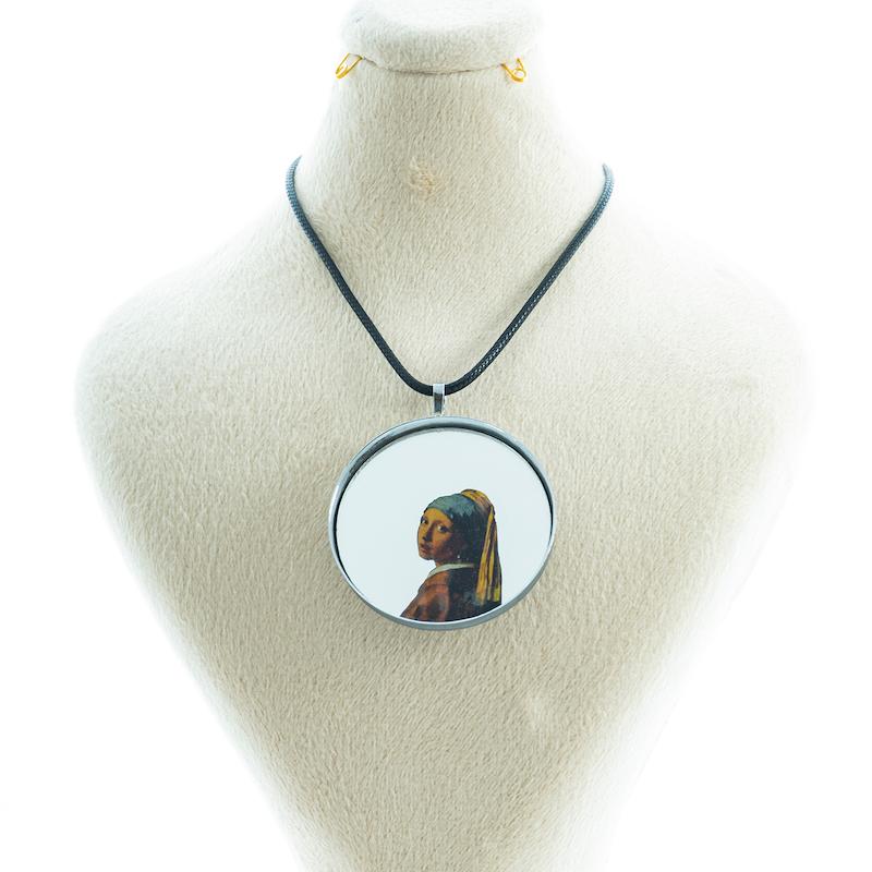 گردنبند آینه ای طرح ختری با گشواره مروارید