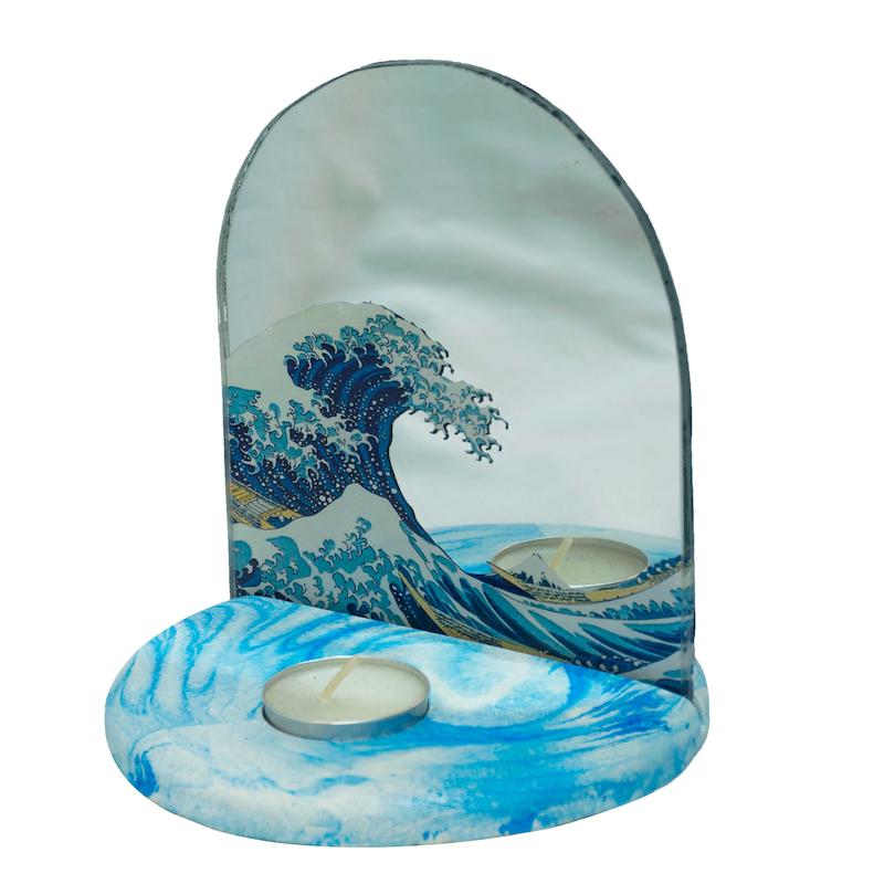 آینه جا شمعی طرح دریا